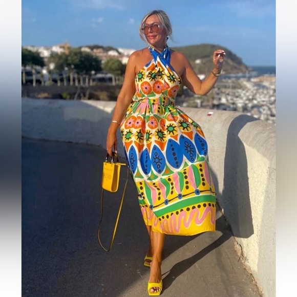 Zara Printed 2pc Co Ord Skirt Set halter top Size Small/Skirt XS NWT - Picture 2 of 15